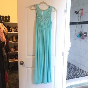 Aqua maxi dress M sundress beach summer boho